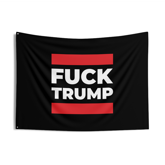 Drapeau double face « Fuck Trump »