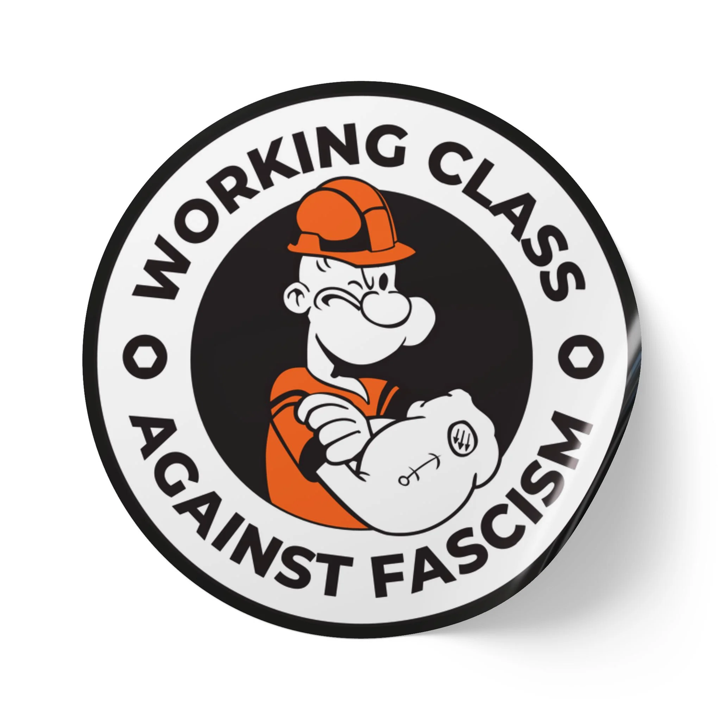 Working Class Against Fascism Sticker – Round Vinyl Decal for Laptops, Cars & Activist Gear