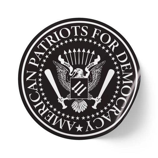 American Patriots For Democracy - Round Vinyl Stickers - Anti Trump Protest No Kings Decal
