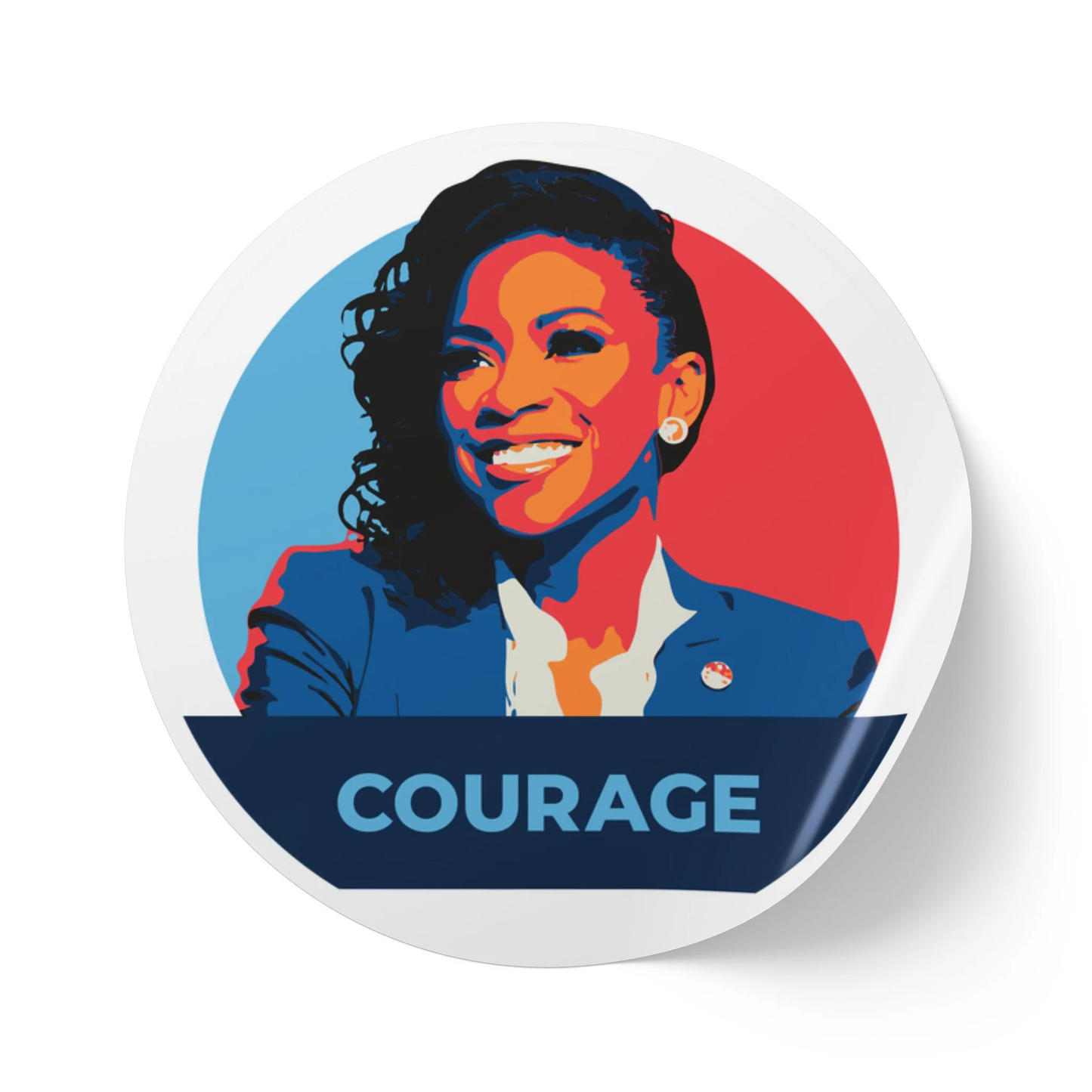 Jasmine Crockett Courage – Round Vinyl Sticker