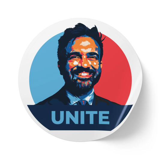 Zohran Mamdani "Unite" - Round Vinyl Stickers - Anti Trump No Kings Protest Decal
