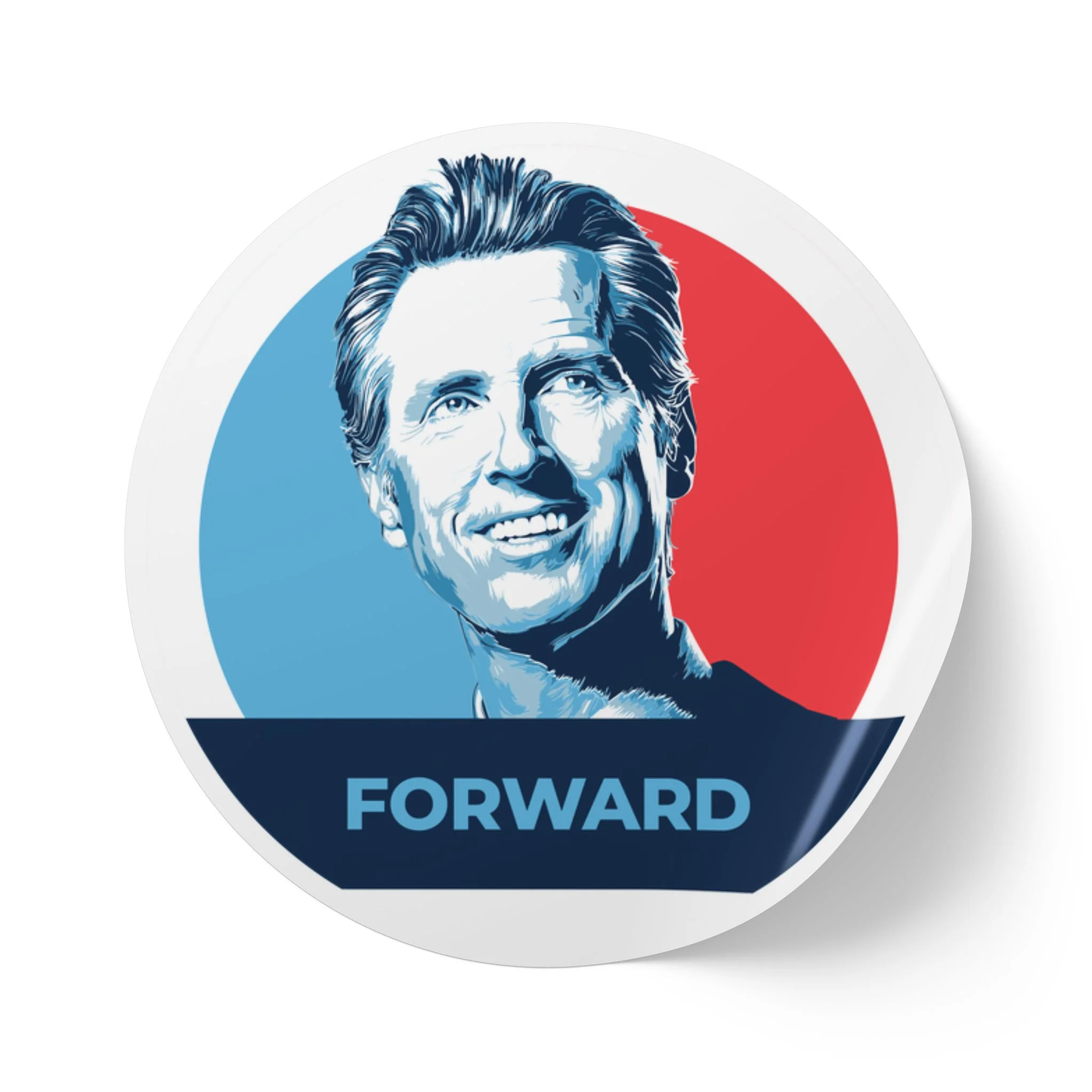 Gavin Newsom Forward – Round Vinyl Sticker