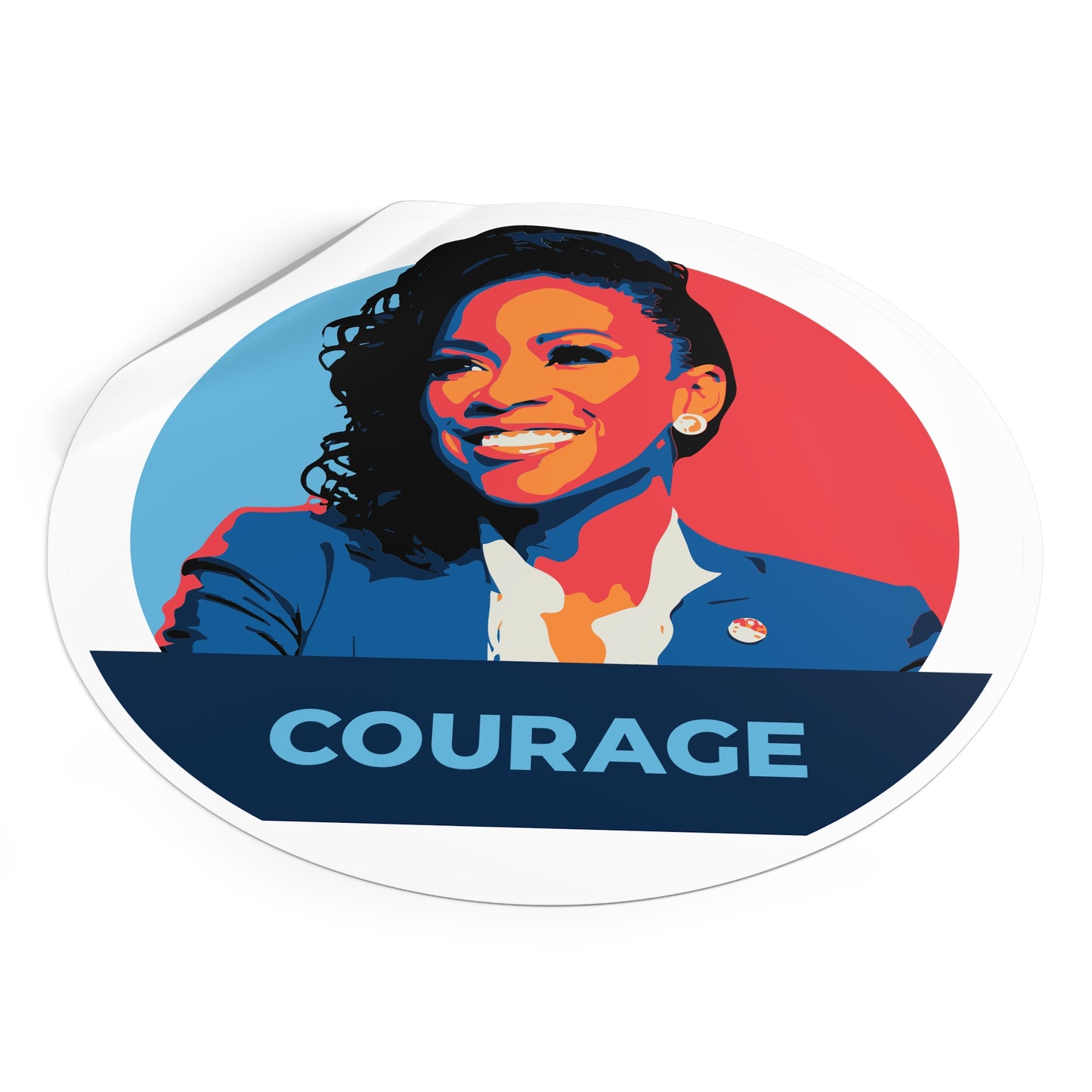 Jasmine Crockett Courage – Round Vinyl Sticker
