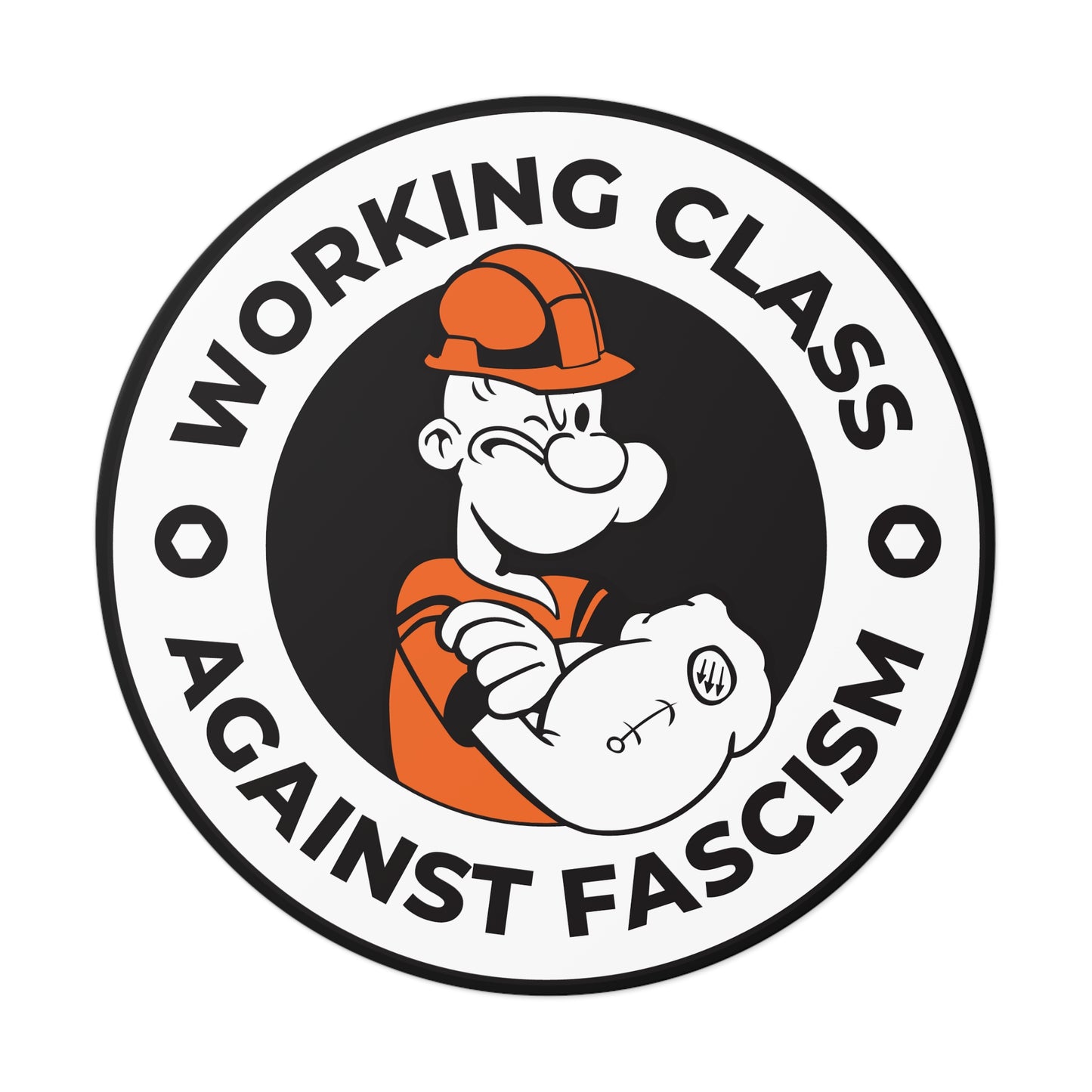 Working Class Against Fascism Sticker – Round Vinyl Decal for Laptops, Cars & Activist Gear