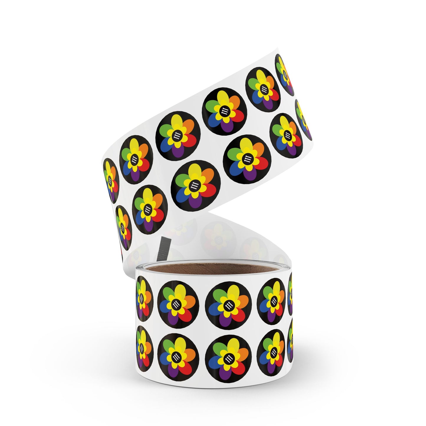 Flower Power Round Sticker Label Rolls