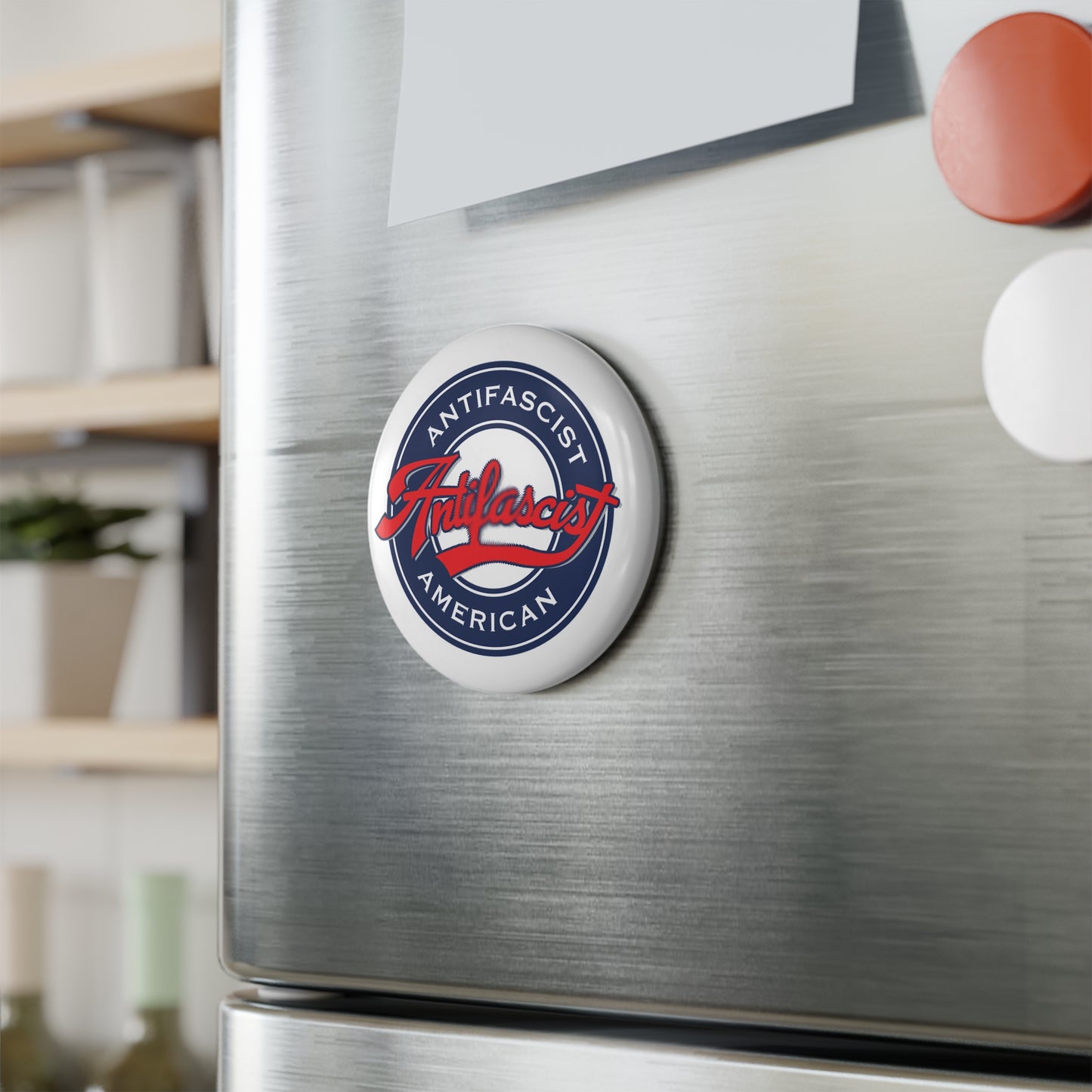 Antifascist American - Round Button Magnet - 1 & 10 pcs