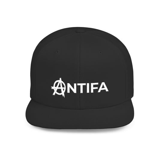 Antifa – Flat Bill Snapback Hat - Cap with Embroidered Anarchy Activist Design