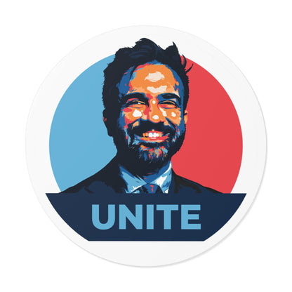 Zohran Mamdani Unite – Round Vinyl Sticker