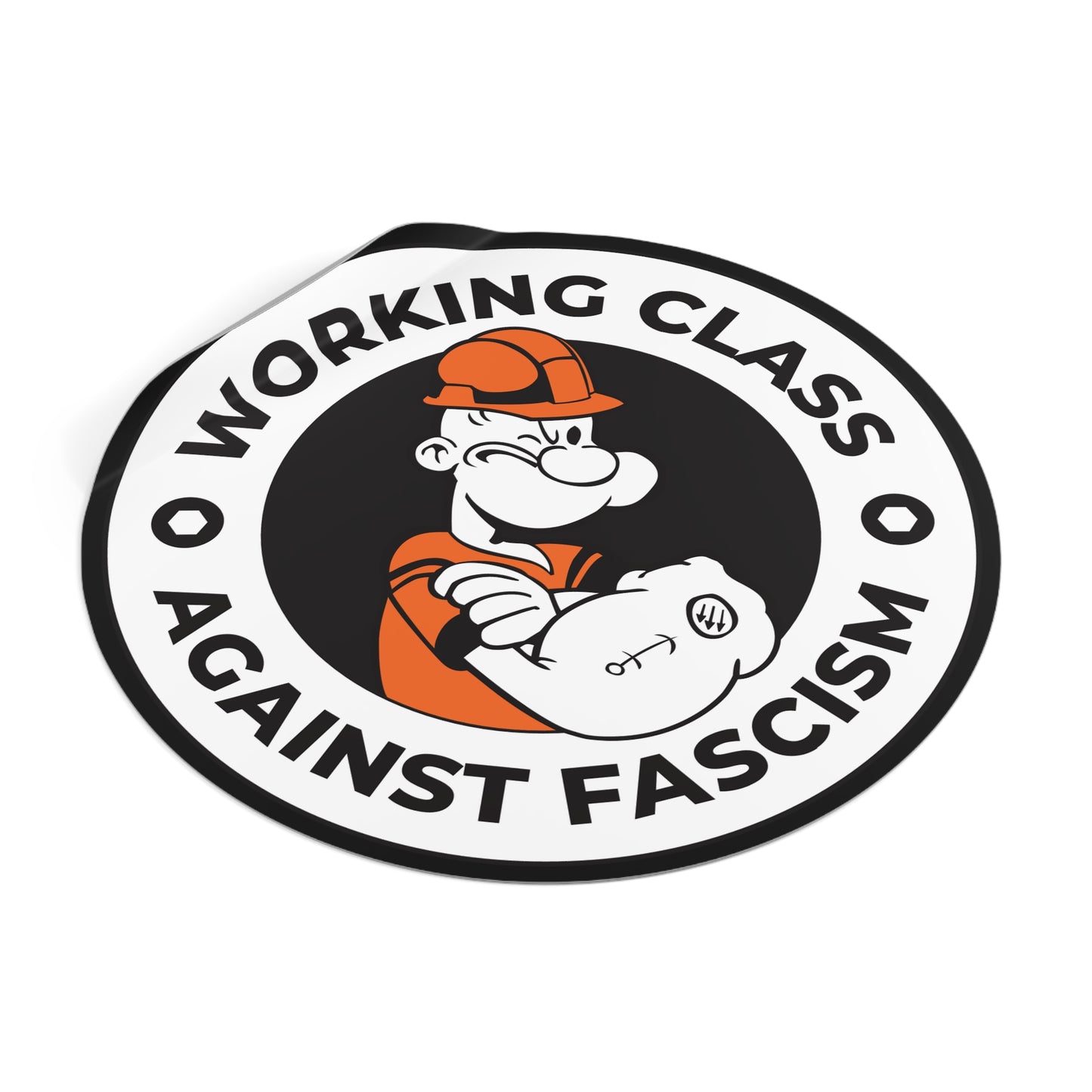 Working Class Against Fascism Sticker – Round Vinyl Decal for Laptops, Cars & Activist Gear