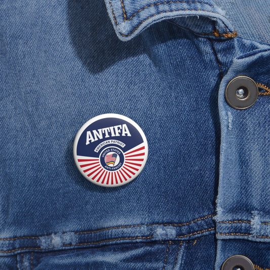 Antifa Amerian Patriot United States Antifascist - Pin Button - Political Activist Badge for Equality & Freedom