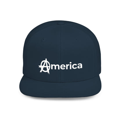 America – Flat Bill Snapback Hat – Adjustable Hat Featuring Anarchy Symbol Design for Political Expression