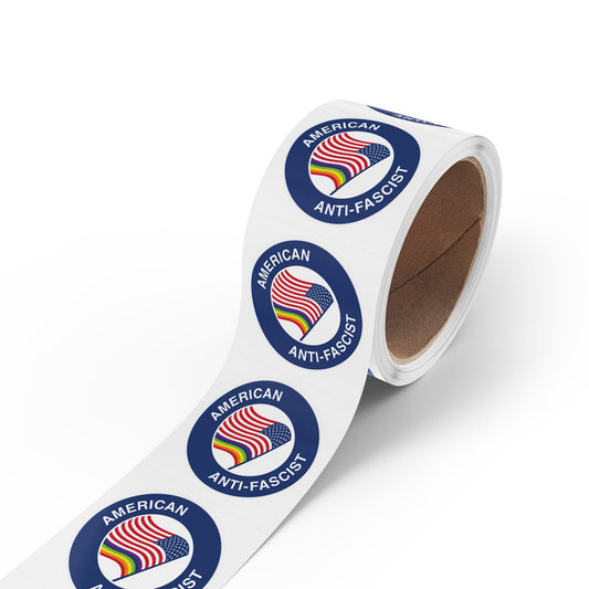 American Anti-Fascist - Round Vinyl Sticker Roll — Anti Trump LGBT Protest "No Kings" Antifascist Decals
