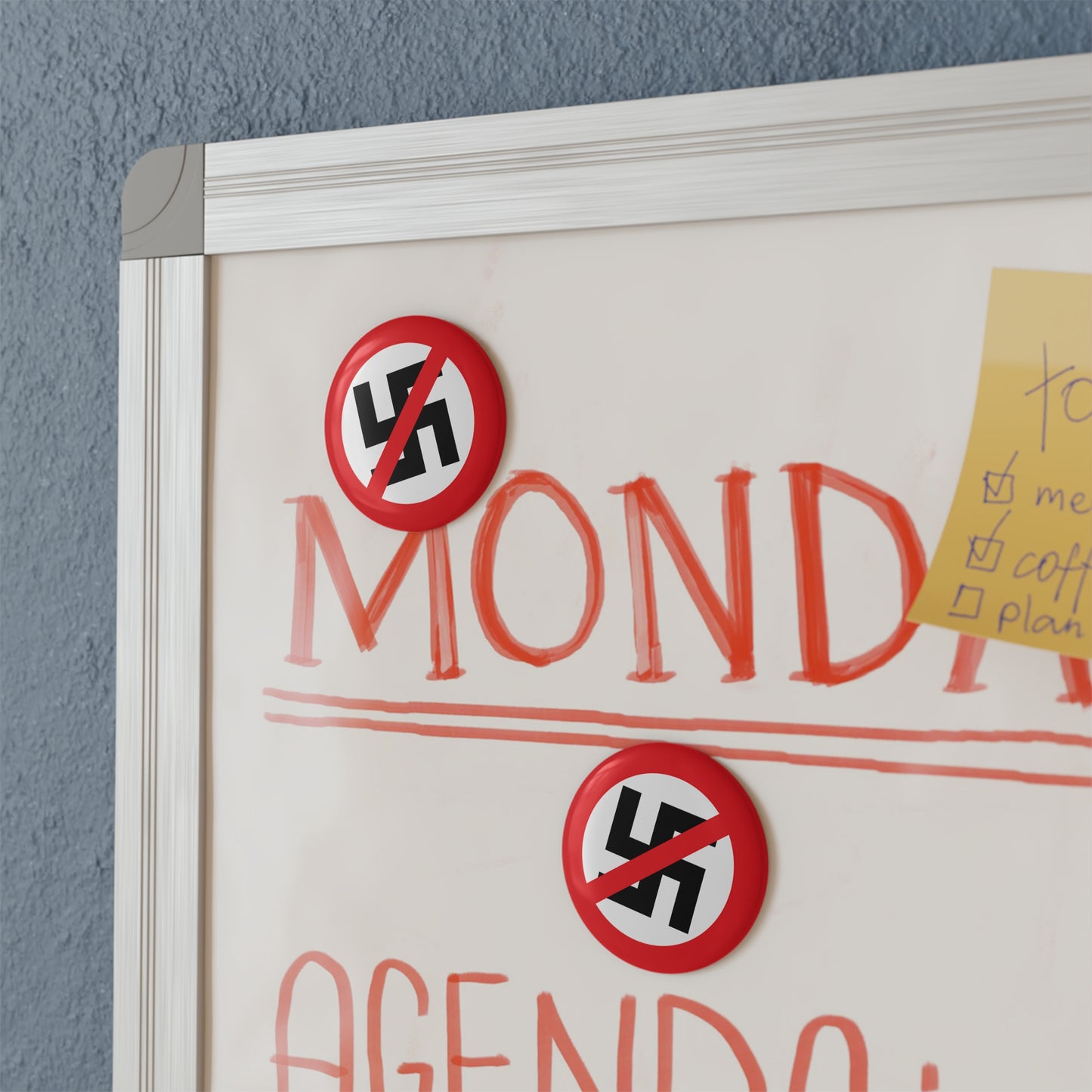 Aimant rond anti-nazi – Aimant de réfrigérateur militant pro-démocratie – Déclaration politique antifasciste pour la maison, le bureau ou les événements – Paquet de 1 ou 10