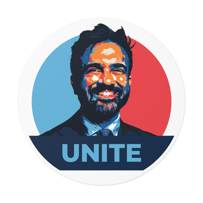 Zohran Mamdani Unite – Round Vinyl Sticker