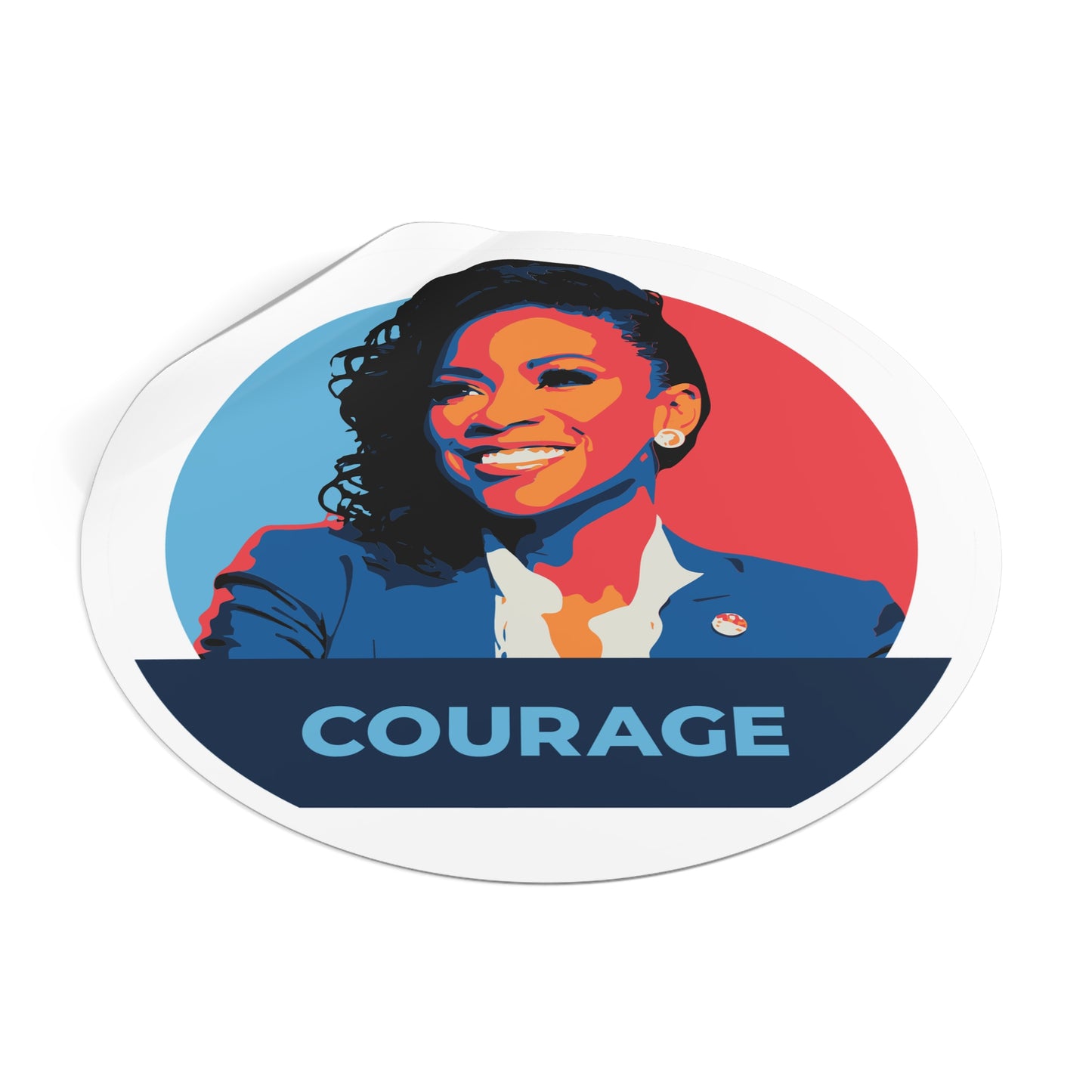Jasmine Crockett Courage – Round Vinyl Sticker