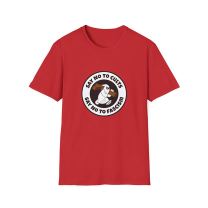 Say No to Cults – Anti-Fascism Satire T-Shirt