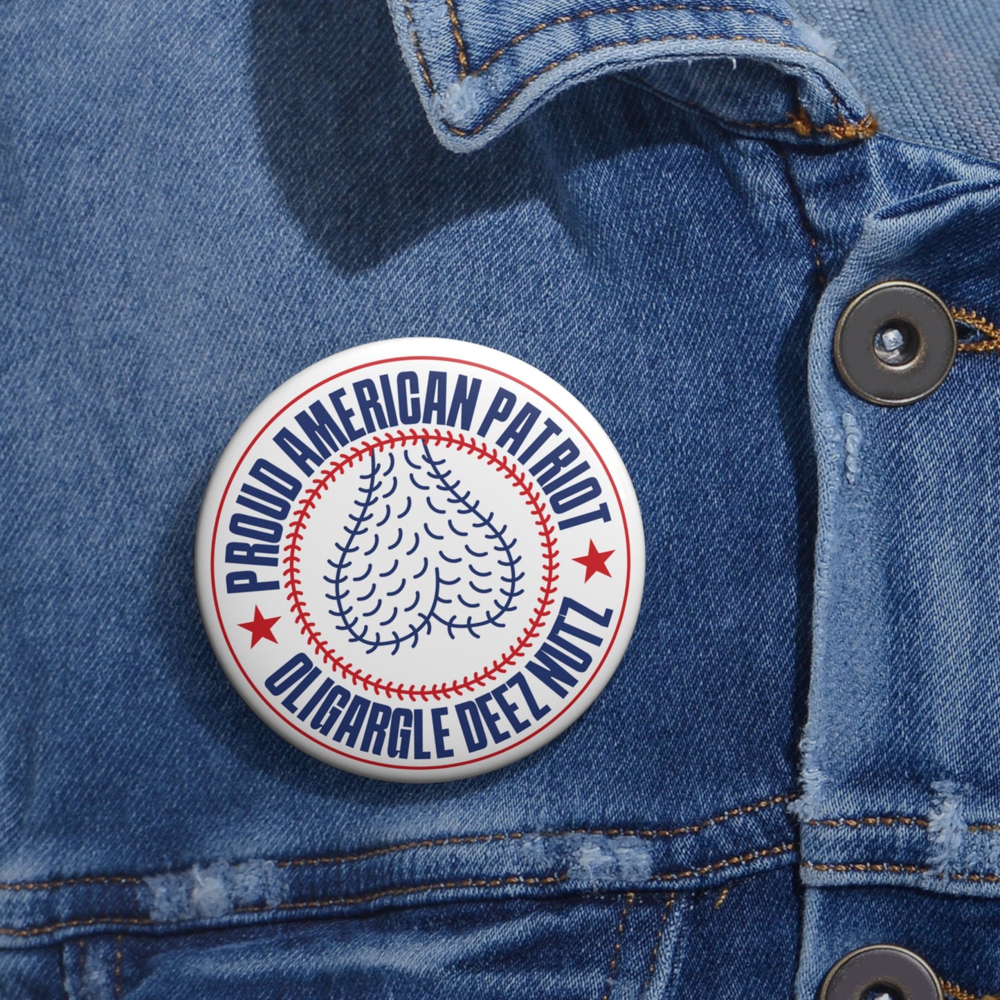 Proud American Patriot Oligargle Deez Nutz Pin Button
