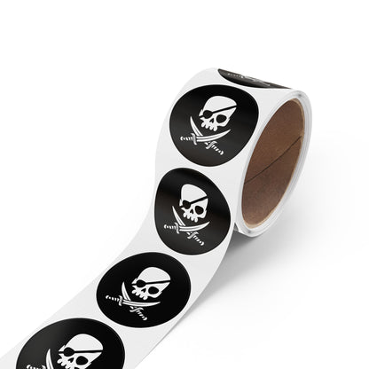 Rouleaux d'étiquettes autocollantes rondes motif crâne de pirate