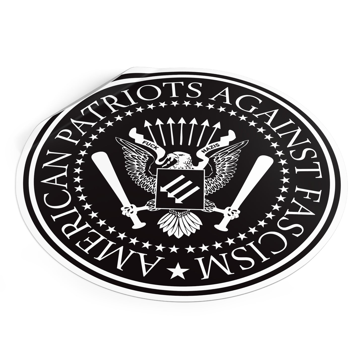 Patriotes américains contre le fascisme – Autocollants ronds en vinyle