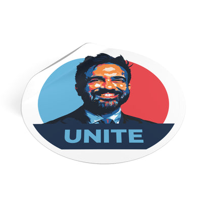 Zohran Mamdani Unite – Round Vinyl Sticker
