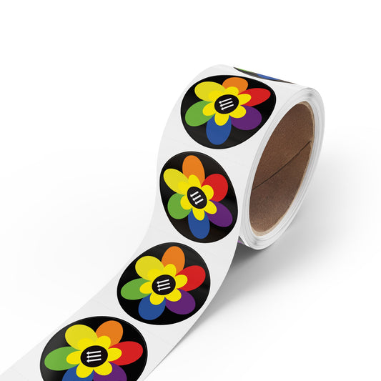 Flower Power Round Sticker Label Rolls