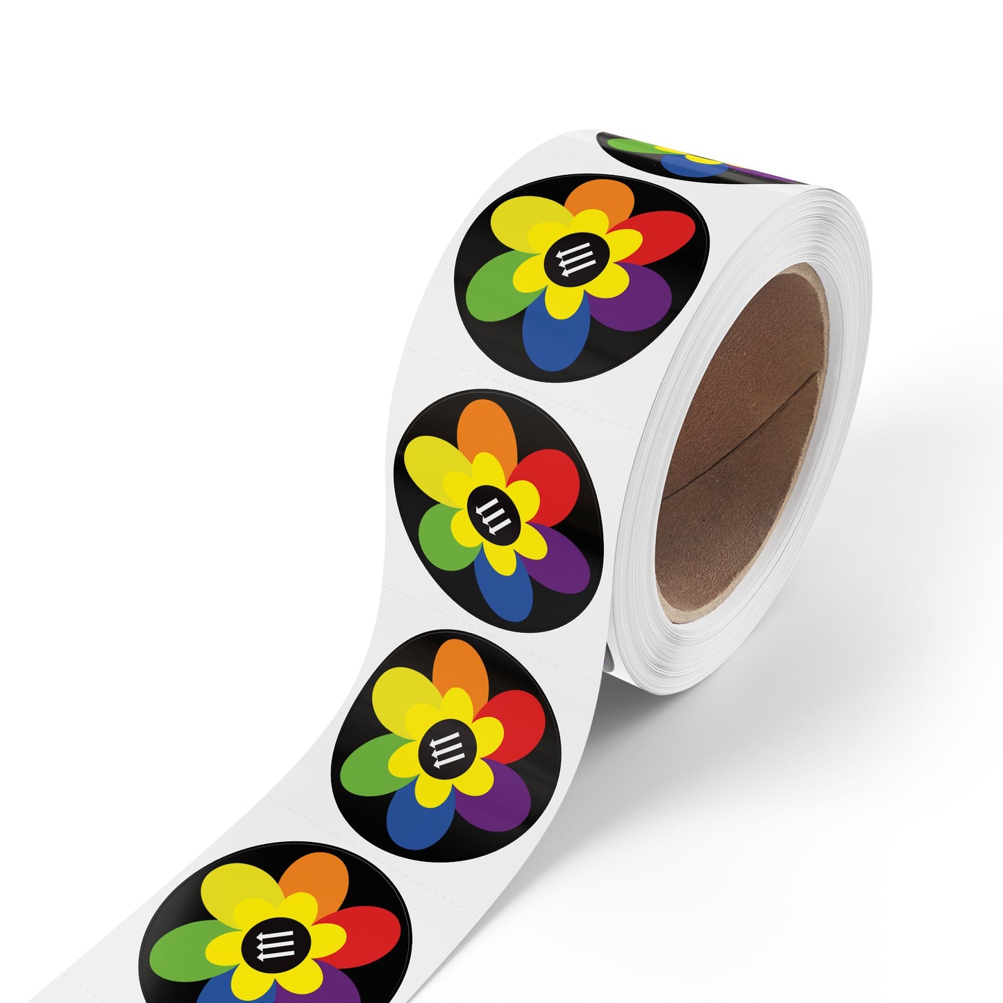Flower Power Round Sticker Label Rolls