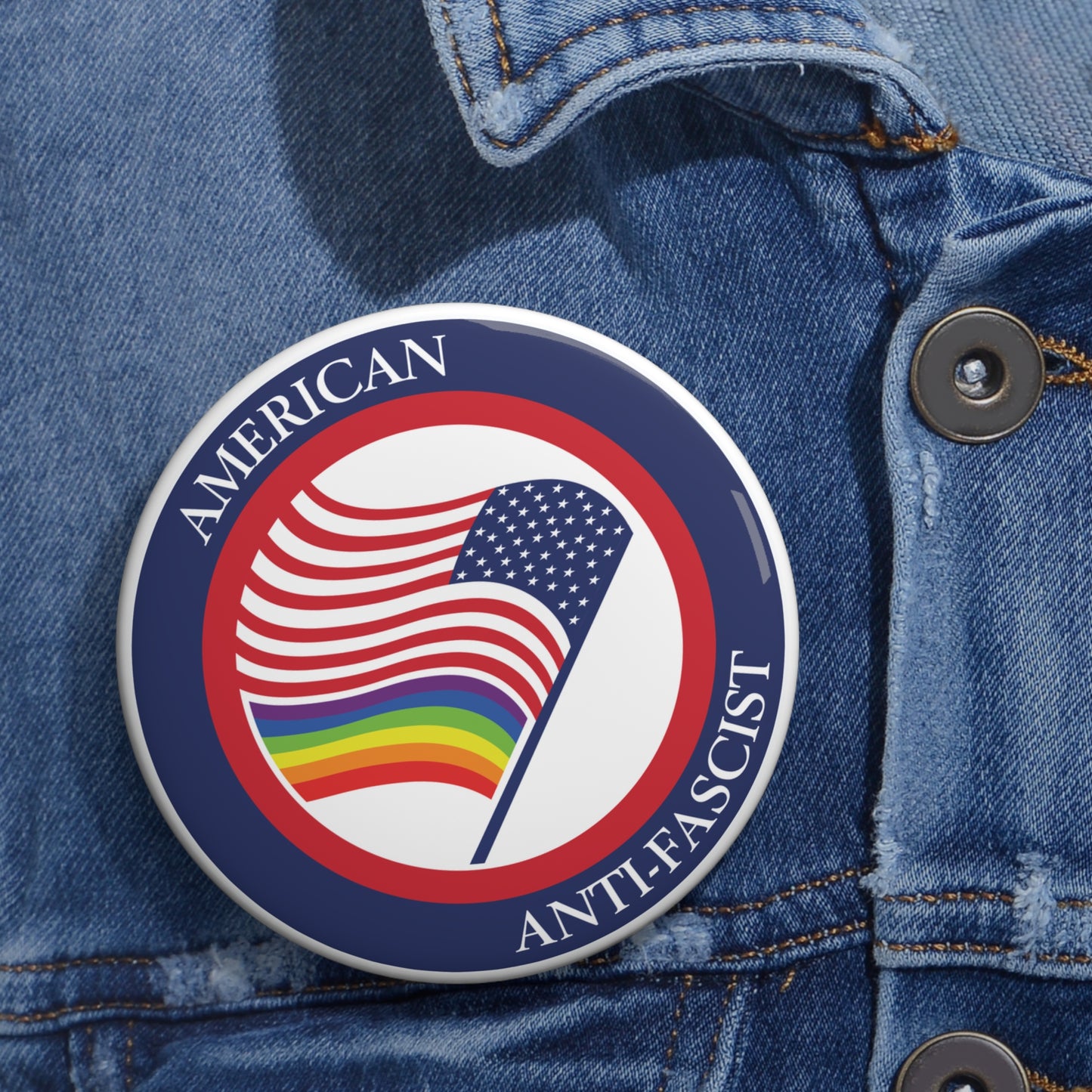 American Anti-Fascist Pin Button