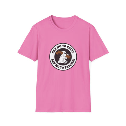 Say No to Cults – Anti-Fascism Satire T-Shirt