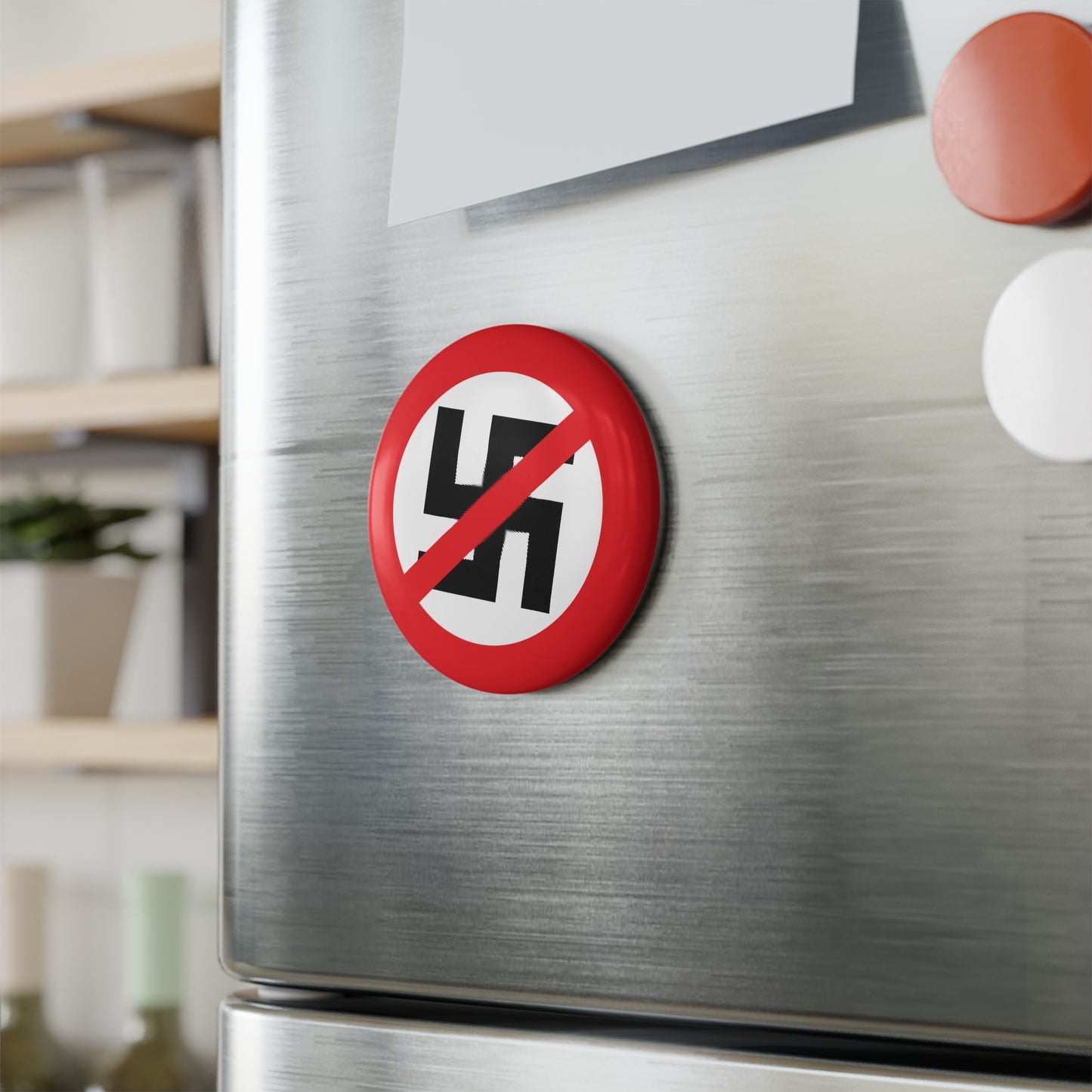 Aimant rond anti-nazi – Aimant de réfrigérateur militant pro-démocratie – Déclaration politique antifasciste pour la maison, le bureau ou les événements – Paquet de 1 ou 10
