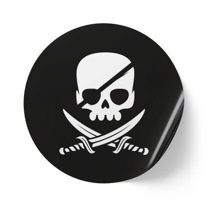 Rouleaux d'étiquettes autocollantes rondes motif crâne de pirate