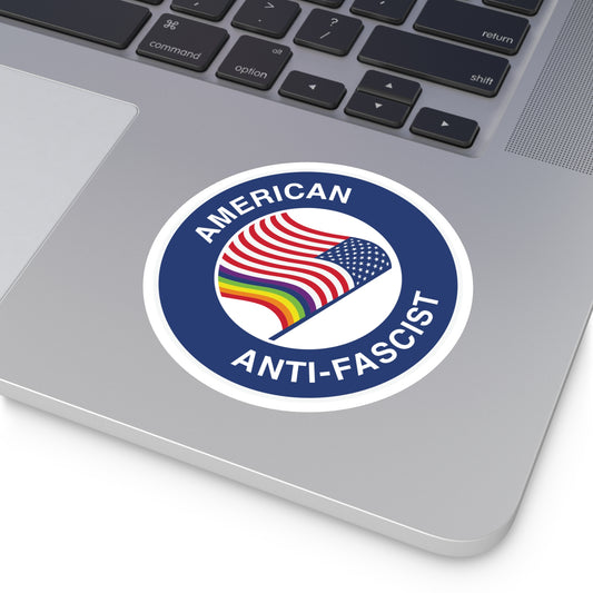 American Anti-Fascist Round Vinyl Sticker – Pro-Democracy Pride Decal, Political Activist Sticker for Equality & Freedom
