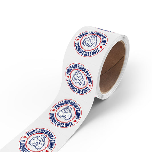 Proud American Patriot Oligargle Deez Nutz - Round Vinyl Sticker Label Rolls - Anti Trump Protest "No Kings" Antifascist Decals