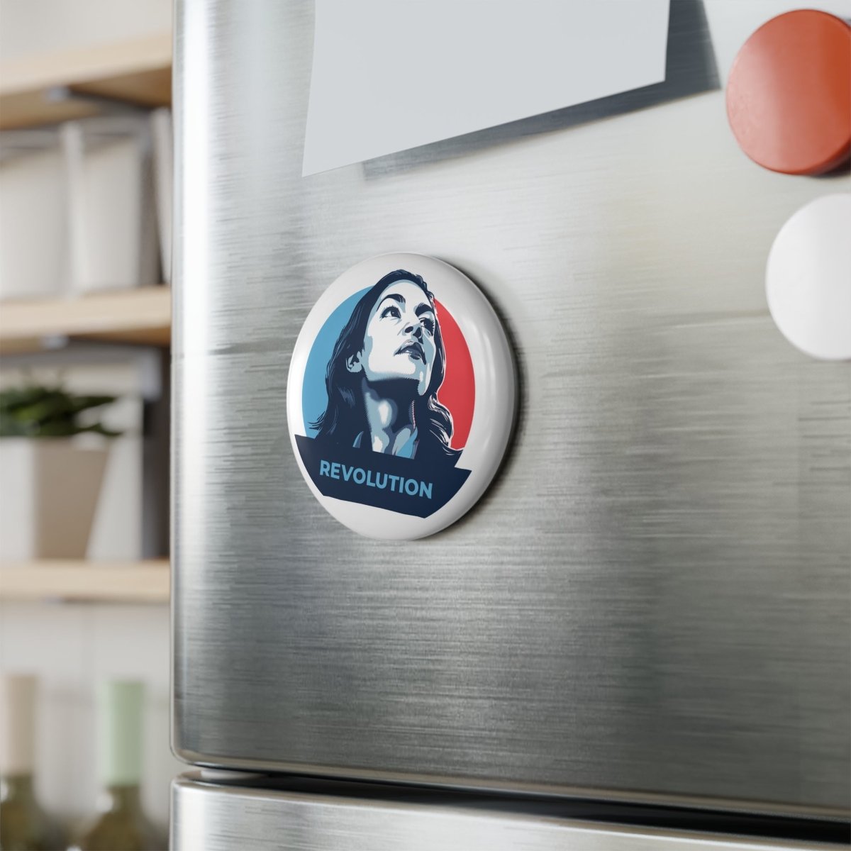Free Oppression - Home Decor - Alexandria Ocasio - Cortez Revolution - Round Button Magnet