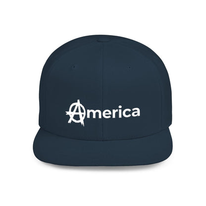 Free Oppression - Hats - America – Flat Bill Snapback Hat – Adjustable Hat Featuring Anarchy Symbol Design for Political Expression