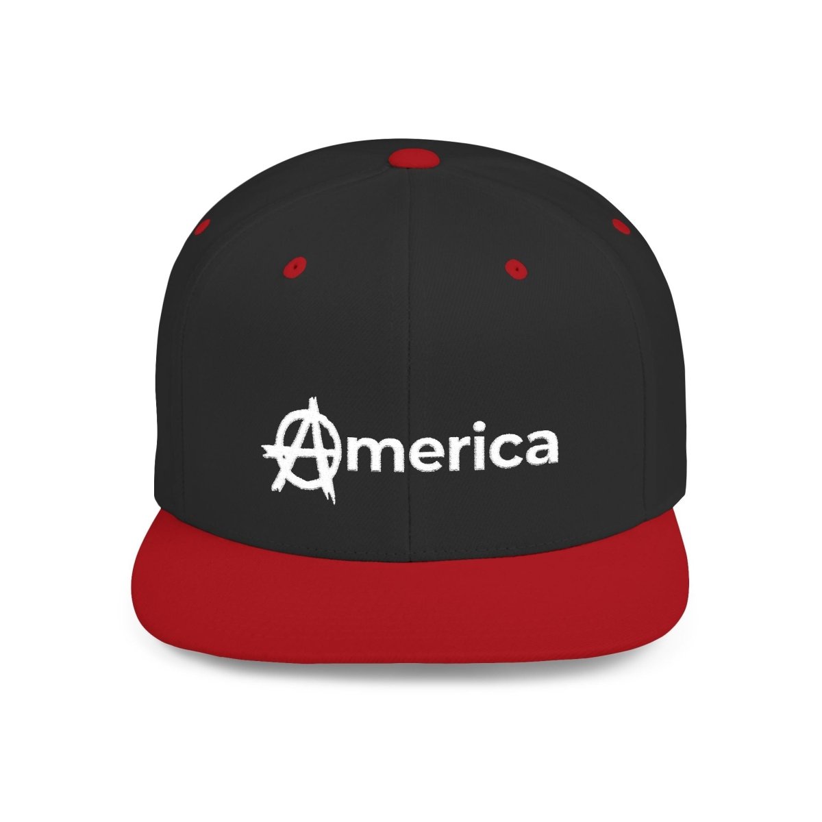 Free Oppression - Hats - America – Flat Bill Snapback Hat – Adjustable Hat Featuring Anarchy Symbol Design for Political Expression