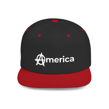 Free Oppression - Hats - America – Flat Bill Snapback Hat – Adjustable Hat Featuring Anarchy Symbol Design for Political Expression