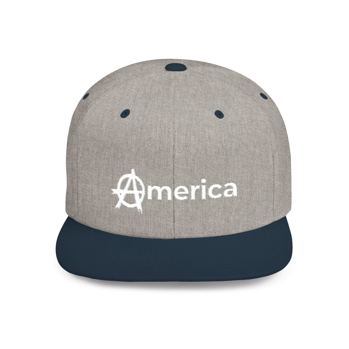 Free Oppression - Hats - America – Flat Bill Snapback Hat – Adjustable Hat Featuring Anarchy Symbol Design for Political Expression