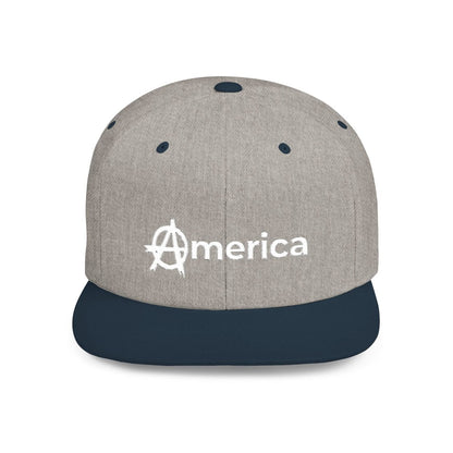 Free Oppression - Hats - America – Flat Bill Snapback Hat – Adjustable Hat Featuring Anarchy Symbol Design for Political Expression