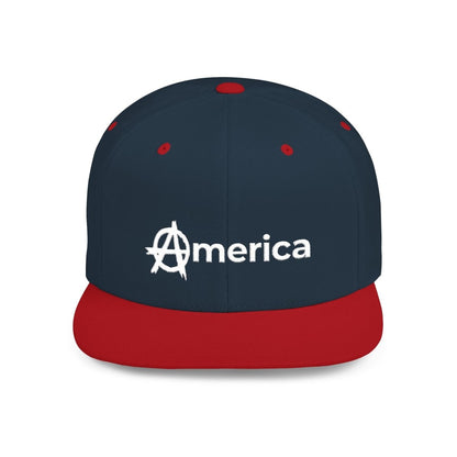 Free Oppression - Hats - America – Flat Bill Snapback Hat – Adjustable Hat Featuring Anarchy Symbol Design for Political Expression