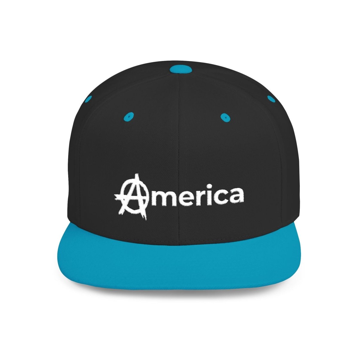 Free Oppression - Hats - America – Flat Bill Snapback Hat – Adjustable Hat Featuring Anarchy Symbol Design for Political Expression