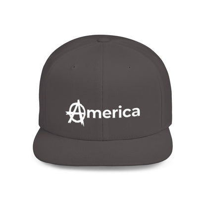 Free Oppression - Hats - America – Flat Bill Snapback Hat – Adjustable Hat Featuring Anarchy Symbol Design for Political Expression