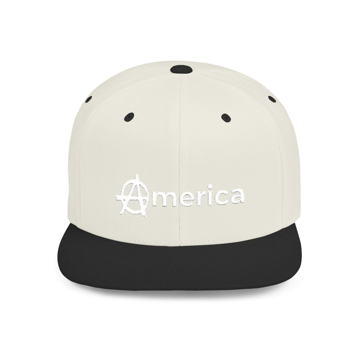 Free Oppression - Hats - America – Flat Bill Snapback Hat – Adjustable Hat Featuring Anarchy Symbol Design for Political Expression