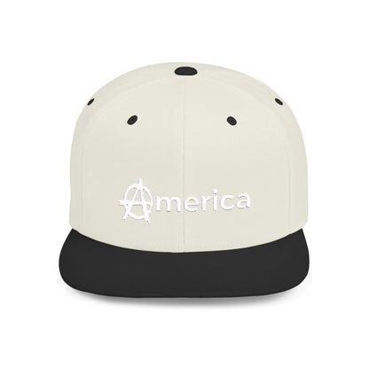 Free Oppression - Hats - America – Flat Bill Snapback Hat – Adjustable Hat Featuring Anarchy Symbol Design for Political Expression