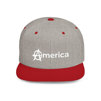Free Oppression - Hats - America – Flat Bill Snapback Hat – Adjustable Hat Featuring Anarchy Symbol Design for Political Expression