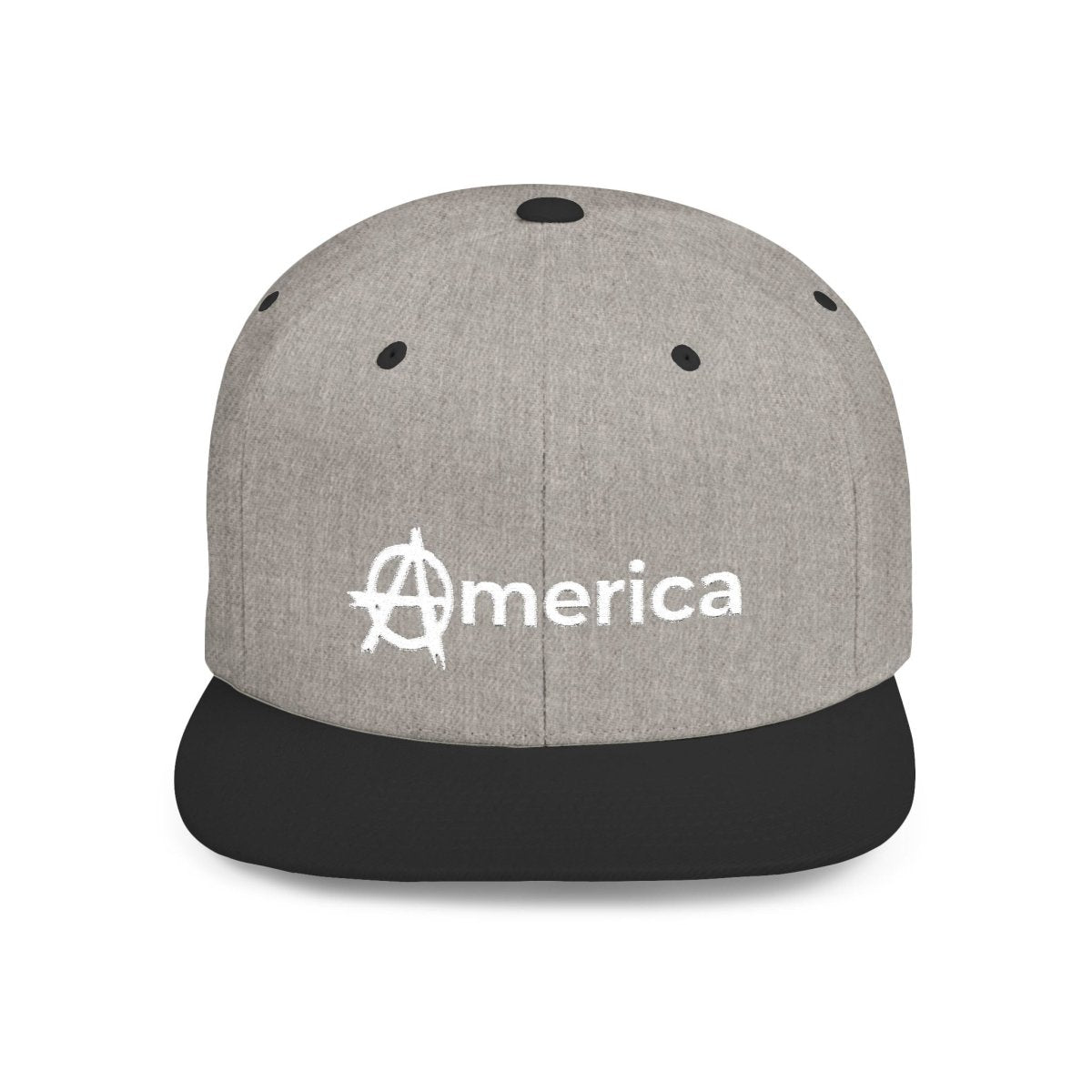 Free Oppression - Hats - America – Flat Bill Snapback Hat – Adjustable Hat Featuring Anarchy Symbol Design for Political Expression