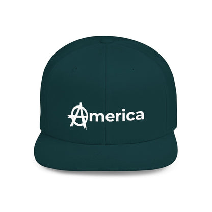Free Oppression - Hats - America – Flat Bill Snapback Hat – Adjustable Hat Featuring Anarchy Symbol Design for Political Expression