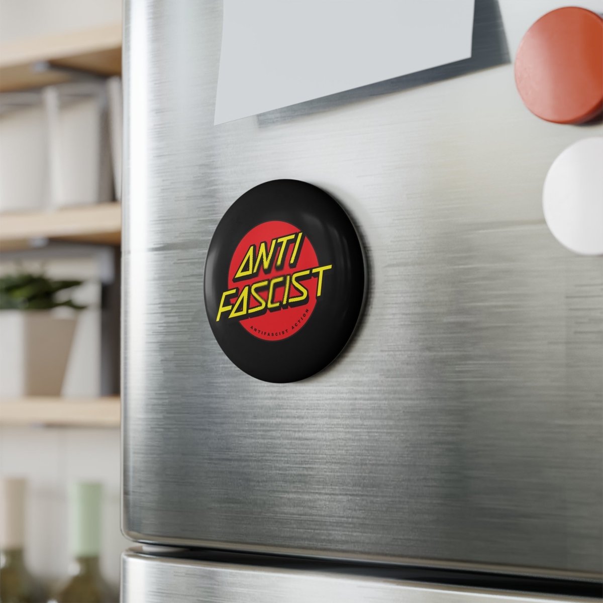 Antifascist Action - Round Button Magnet - 1 & 10 pcs - Home Decor - Free Oppression