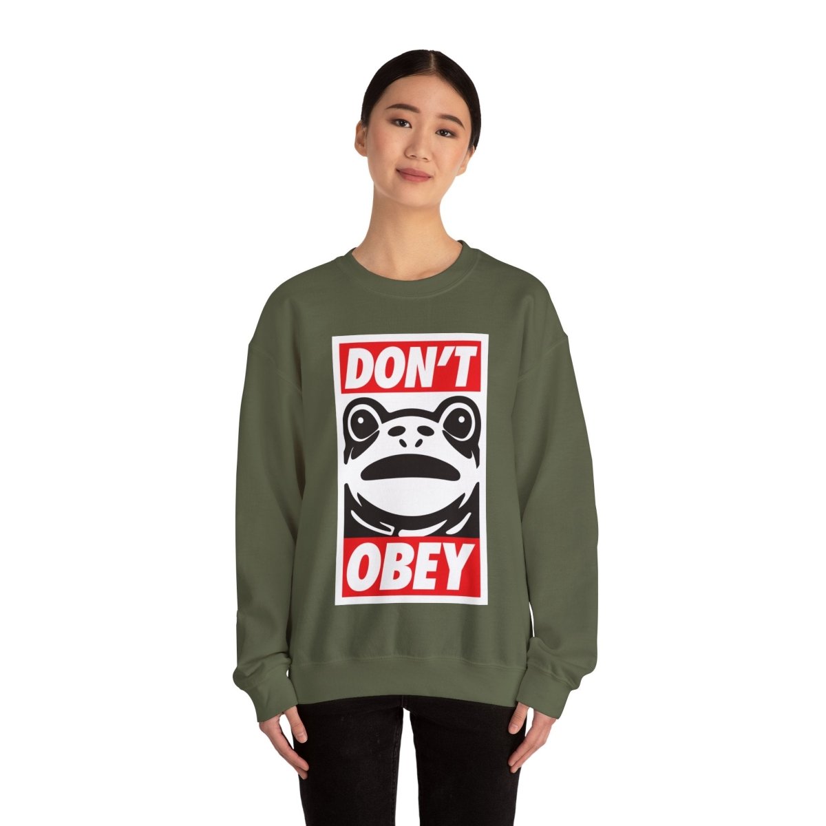 Free Oppression - Sweatshirt - Don’t Obey – Anti - Authoritarian Portland Frog Protest Sweatshirt