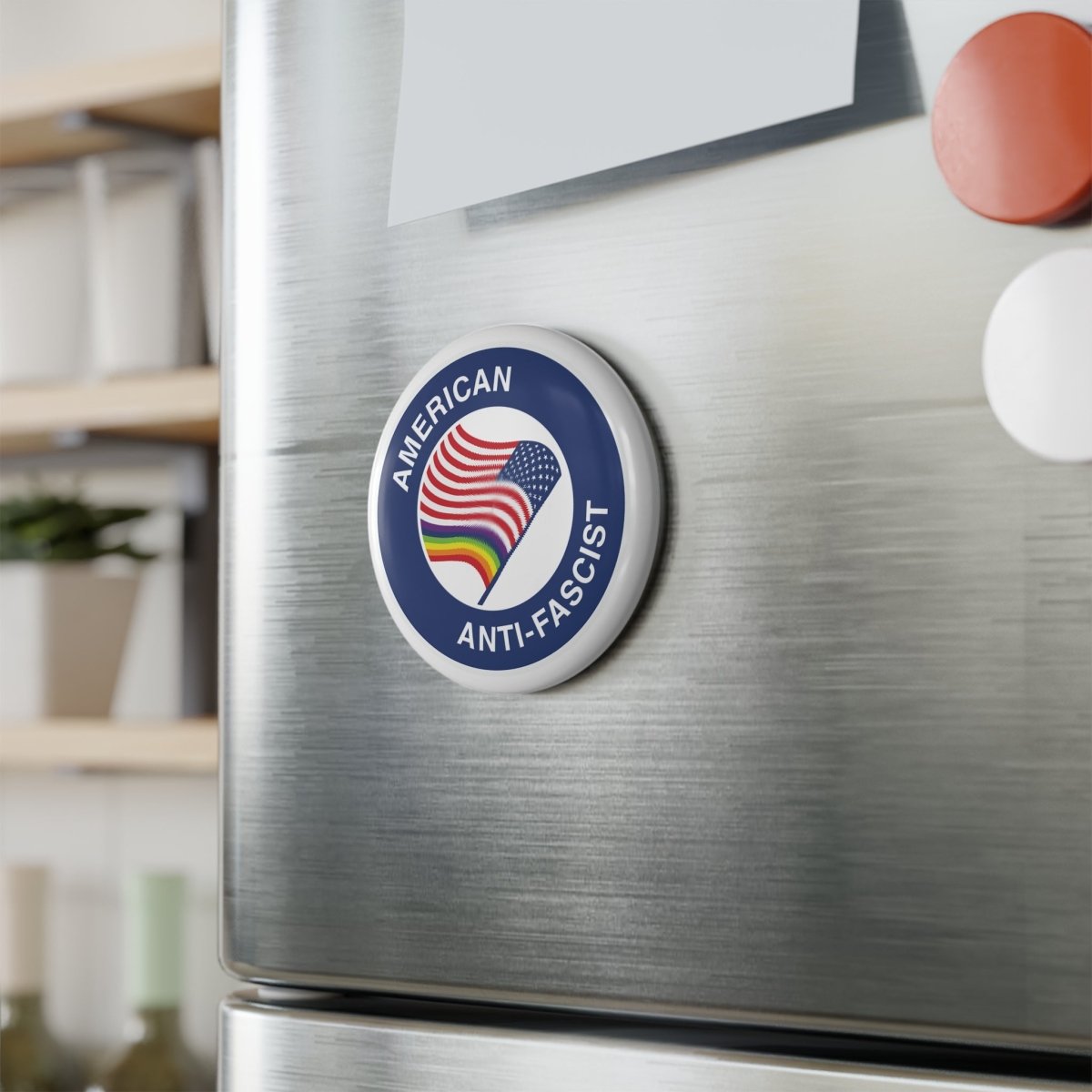 Free Oppression - Home Decor - American Anti - Fascist Round Button Magnet – Pro - Democracy Pride Magnet, Political Activist Home & Office Decor for Equality & Justice