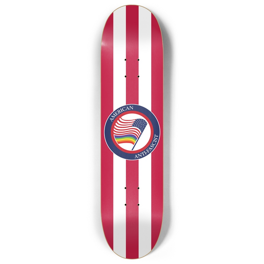 American Anti-Fascist 7-Ply Canadian Maple Skateboard Deck | Red & White Stripes, Pride Flag